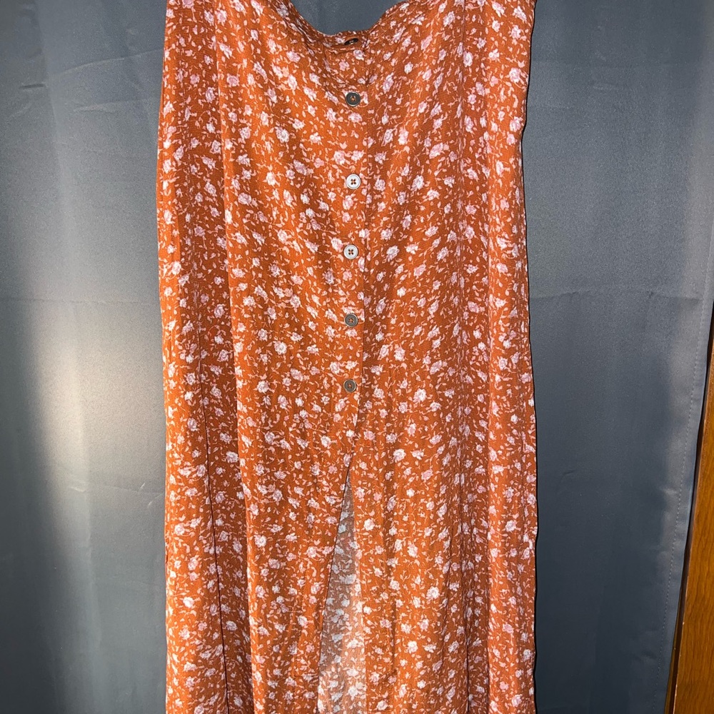 Orange flower patterned skirt